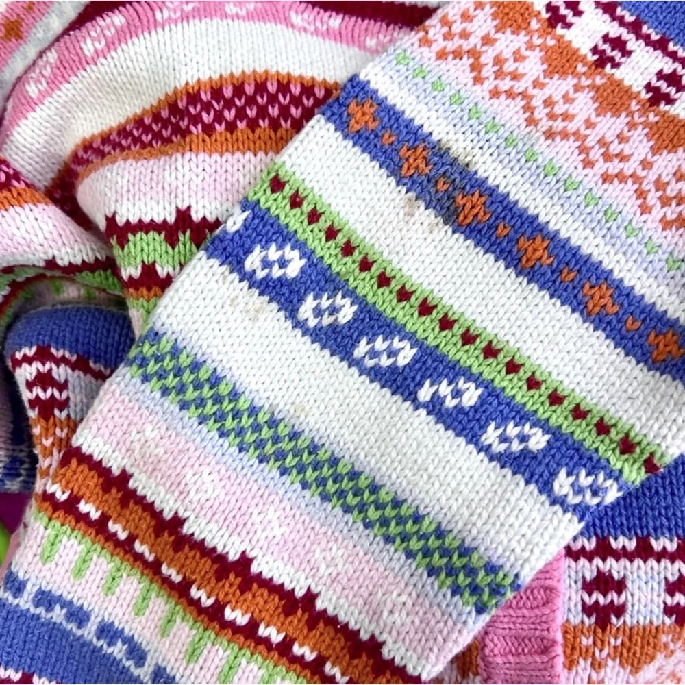 High Sierra Girls Vintage Après Ski Fair Isle Knit Hoodie Sweater Size XL - Picture 5 of 8